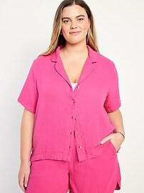 Crinkle Gauze Button-Down Top | Old Navy (US)