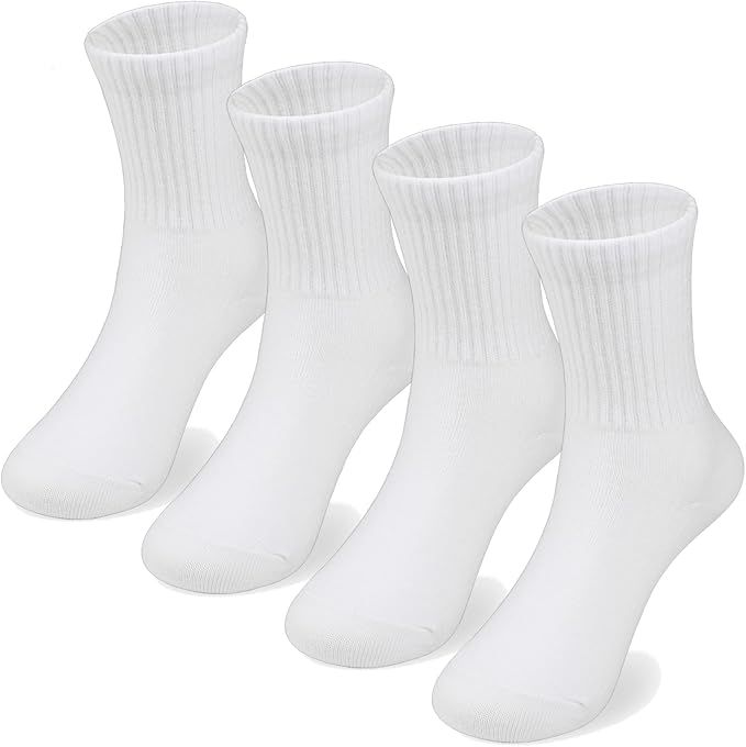 COTTON DAY Unisex School Kids Boys Girls Soft Cotton Black White Gray Navy Khaki Athletic Socks w... | Amazon (US)