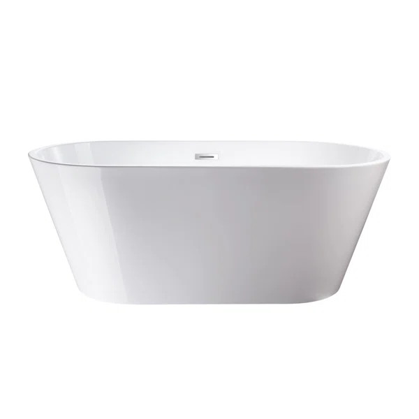 VA6815-NXSW-PW 53.8'' x 29.2'' Freestanding Soaking Acrylic Bathtub | Wayfair North America