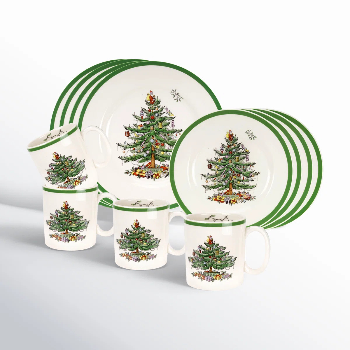 Spode Christmas Tree 12-Piece Dinnerware Set with Plates & Mugs, Service for 4 | Wayfair North America