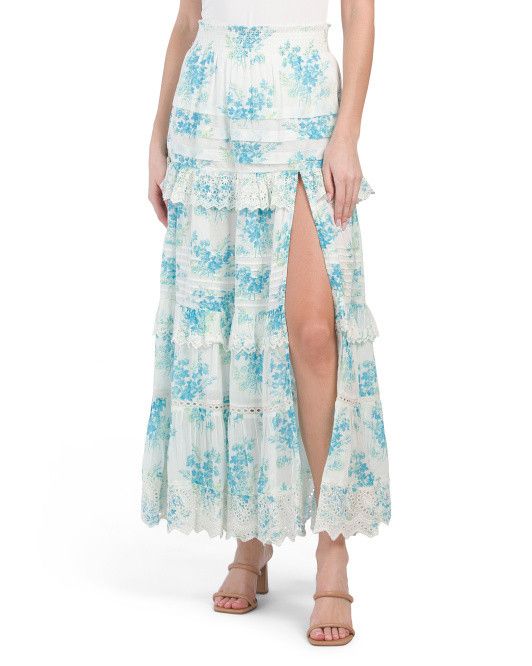 Ariah Floral Printed Tiered Skirt | TJ Maxx