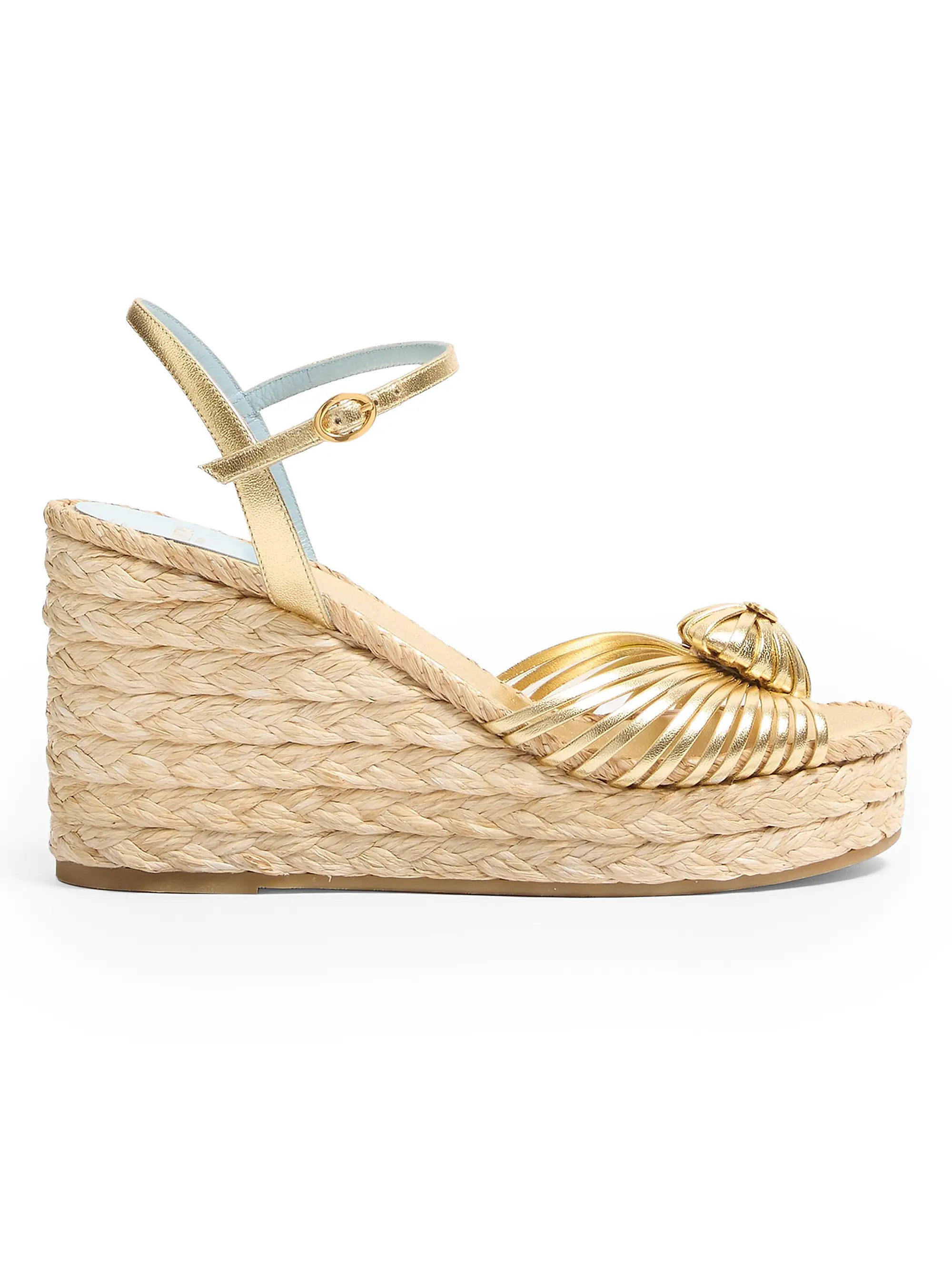 Royal Wedge Sandals in 100MM Metallic Nappa Leather | Saks Fifth Avenue