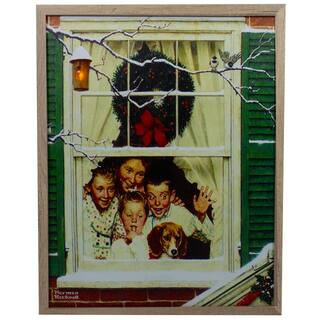 19 in. Lighted Norman Rockwell Oh Boy It's Pop with a New Plymouth' Christmas Wall Art | The Home Depot