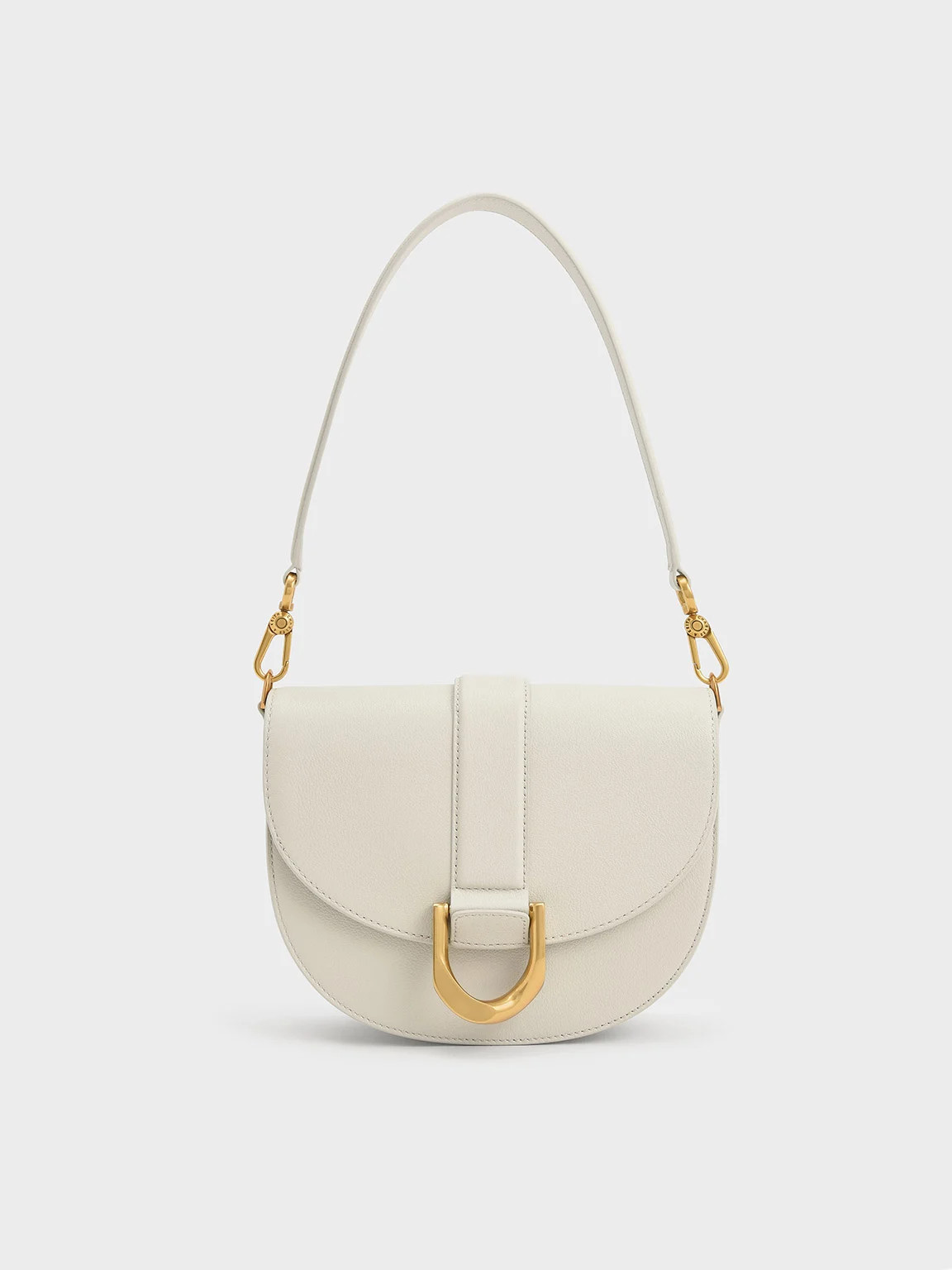 Gabine Leather Saddle Bag​
 - Chalk | Charles & Keith US