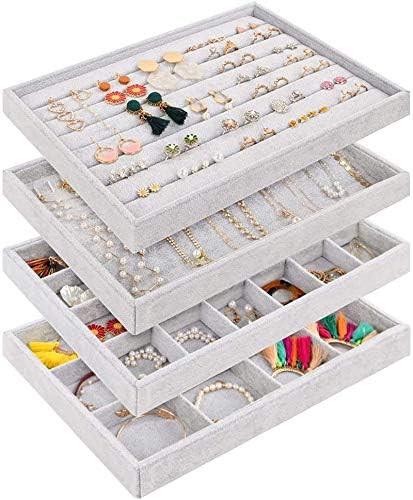 Mebbay Stackable Velvet Jewelry Trays Organizer, Jewelry Storage Display Trays for Drawer, Earrin... | Amazon (US)