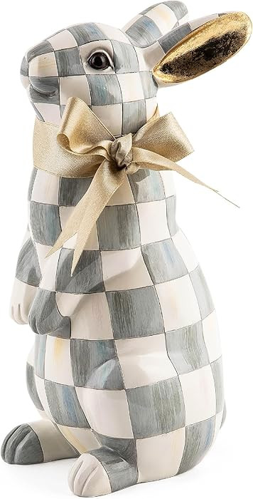 MACKENZIE-CHILDS Bunny Figurine, Rabbit Figurine Decoration for Spring, Standing, Sterling Check | Amazon (US)