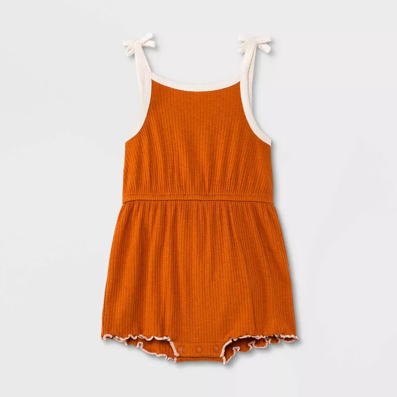Baby Girls' Firefly Ribbed Romper - Cat & Jack™ Orange Newborn | Target