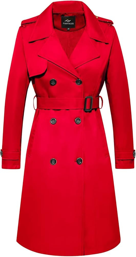 FARVALUE Women's Long Trenchcoat Double Breasted Trench Coat Water Resistant Classic Peacoat with... | Amazon (US)