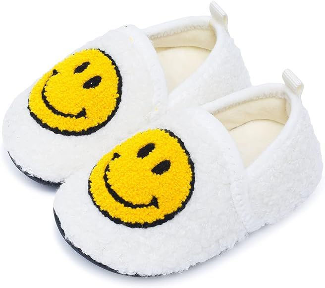 UCUHNB Kids Slippers Toddler Smiley Face House Slippers Indoor Home Non-Slip Rubber Sole Shoes Wa... | Amazon (US)