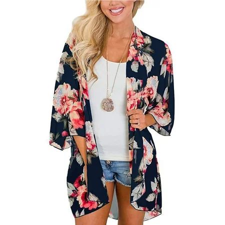 Women Floral Kimono Cardigans Loose Shawl Beachwear Boho Casual Blouse Swimwear Note Please Buy One  | Walmart (US)