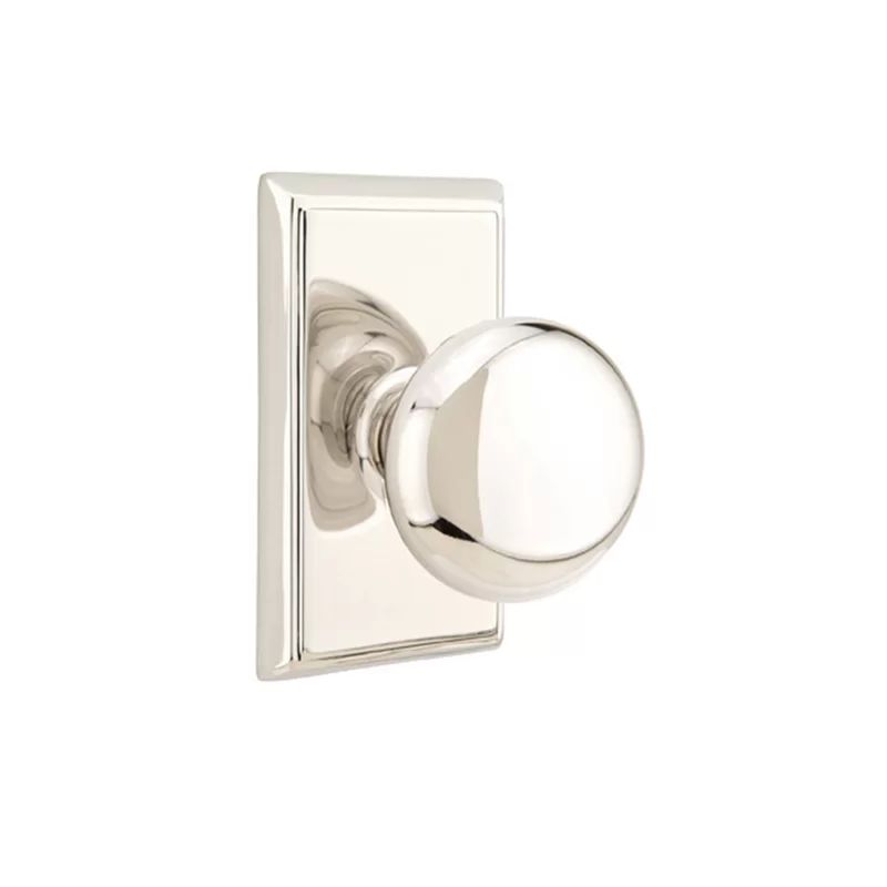 Bright Nickel Passage Providence Knob with Rectangular Rose (Part number: 8121PUS14) | Wayfair North America