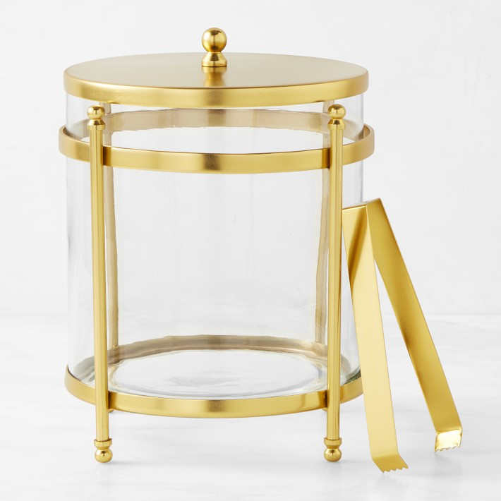 Antique Brass and Glass Ice Bucket | Williams-Sonoma