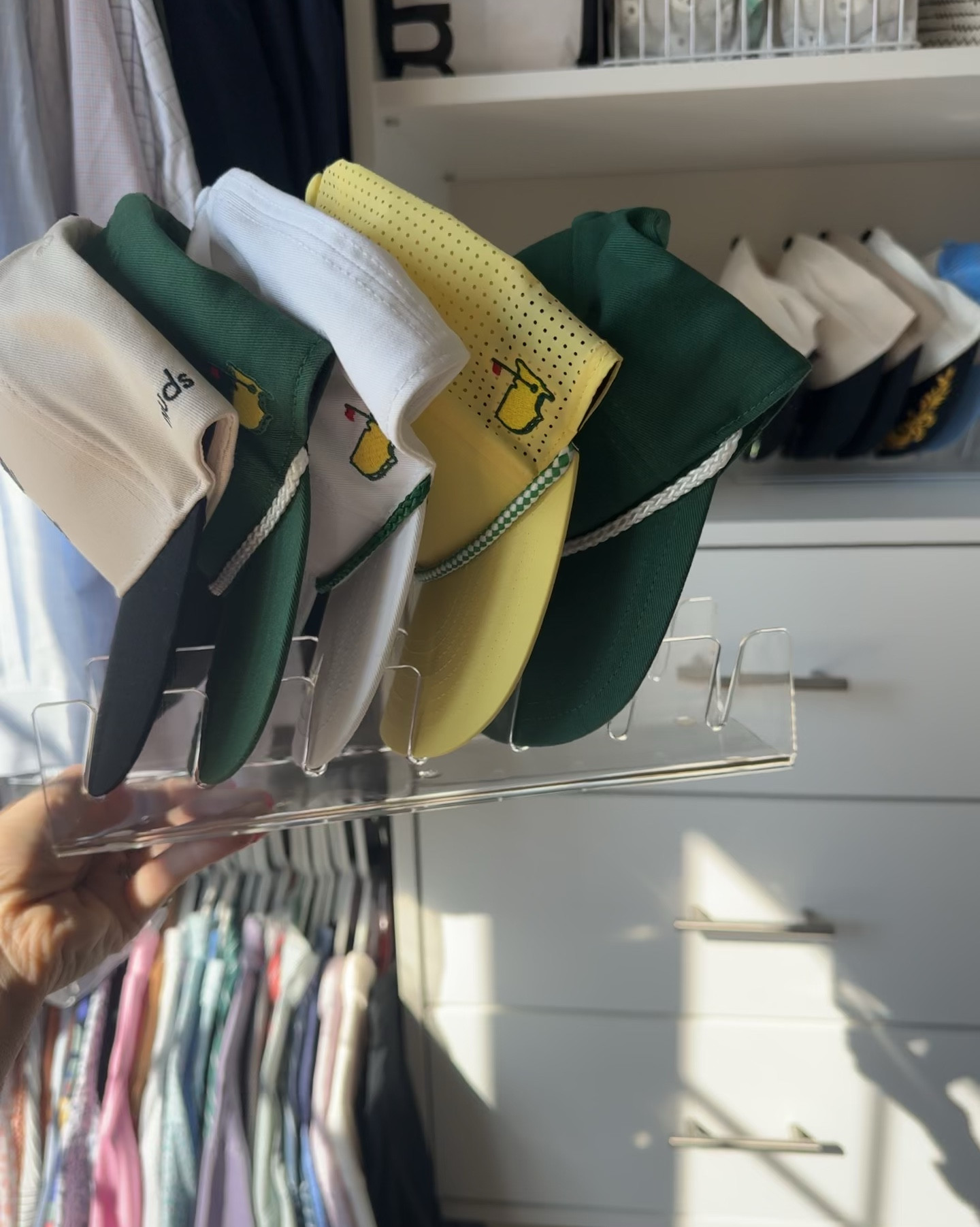 Hat organizers for the closet. So satisfying. I’m putting our most worn out on display then the rest into a basket  

#LTKFindsUnder50 #LTKHome #LTKFamily