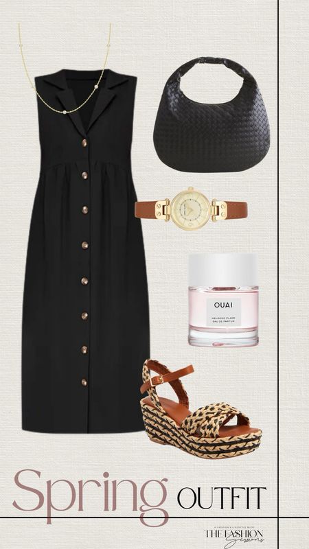 Spring Outfit | Dress | Spring Outfit Ideas | Women's Outfit | Fashion Over 40 | Forties Fashion I Wedges | Accessories | Amazon Fashion | Black Dress | Workwear | Accessories | The Fashion Sessions | Tracy

#LTKstyletip #LTKover40 #LTKshoecrush