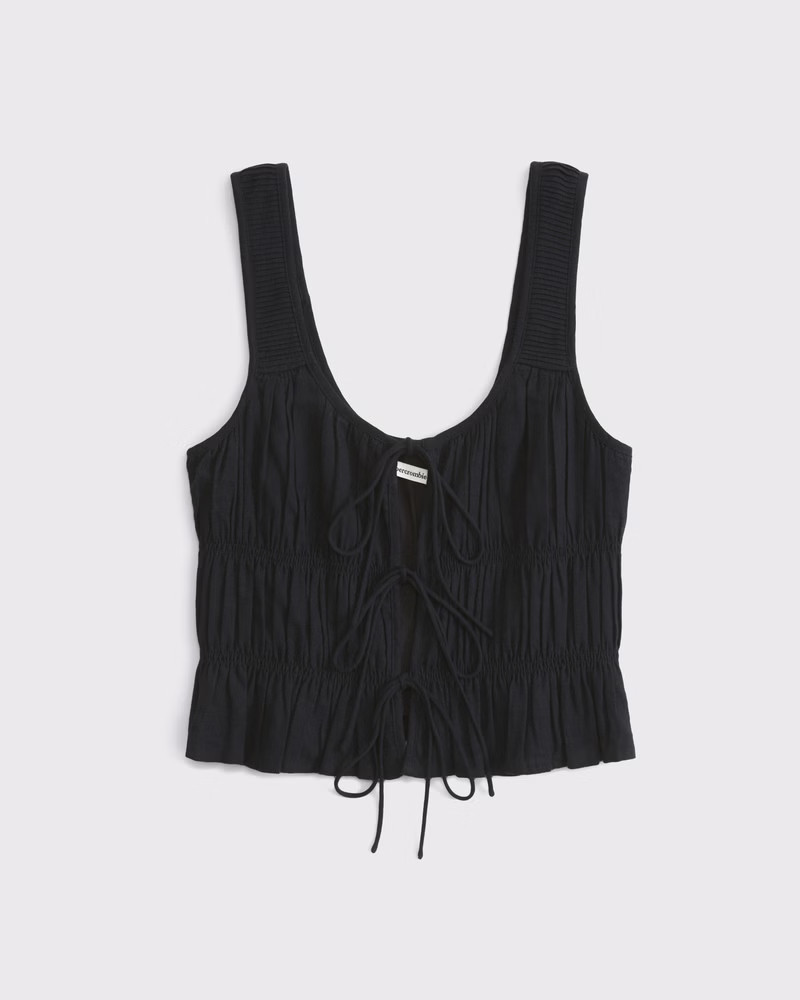 Ruched Tie-Front Top | Abercrombie & Fitch (US)
