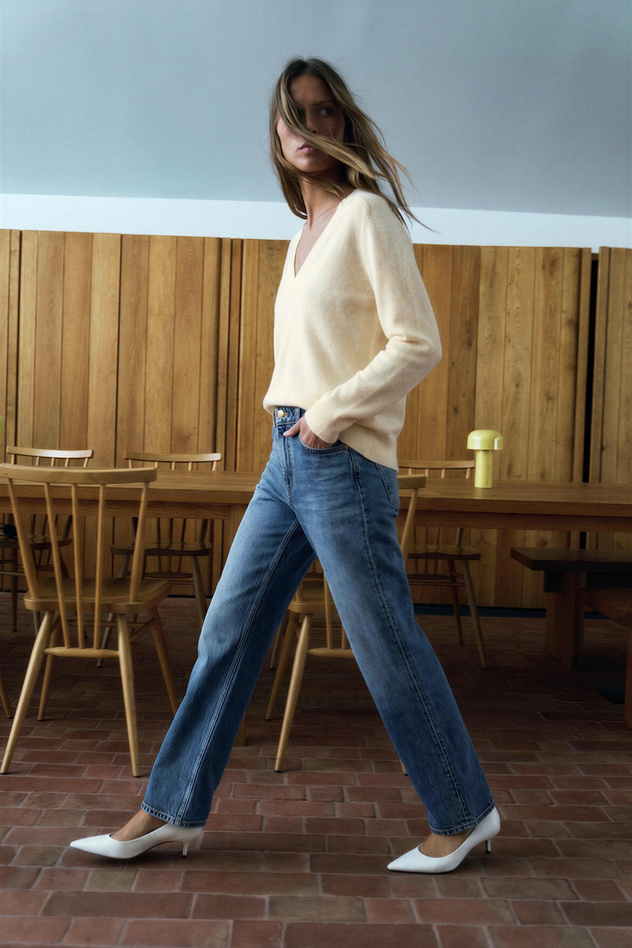WOOL BLEND V-NECK JUMPER | Zara UK