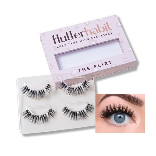 FlutterHabit The Flirt Lashes, DIY Lash Extensions [Up to 10 Day Wear], Curly & Subtle Cat-Eyed Cluster Lashes, Salon Quality Eyelashes Extensions, Natural Lashes, No Lash Glue Included | Amazon (US)