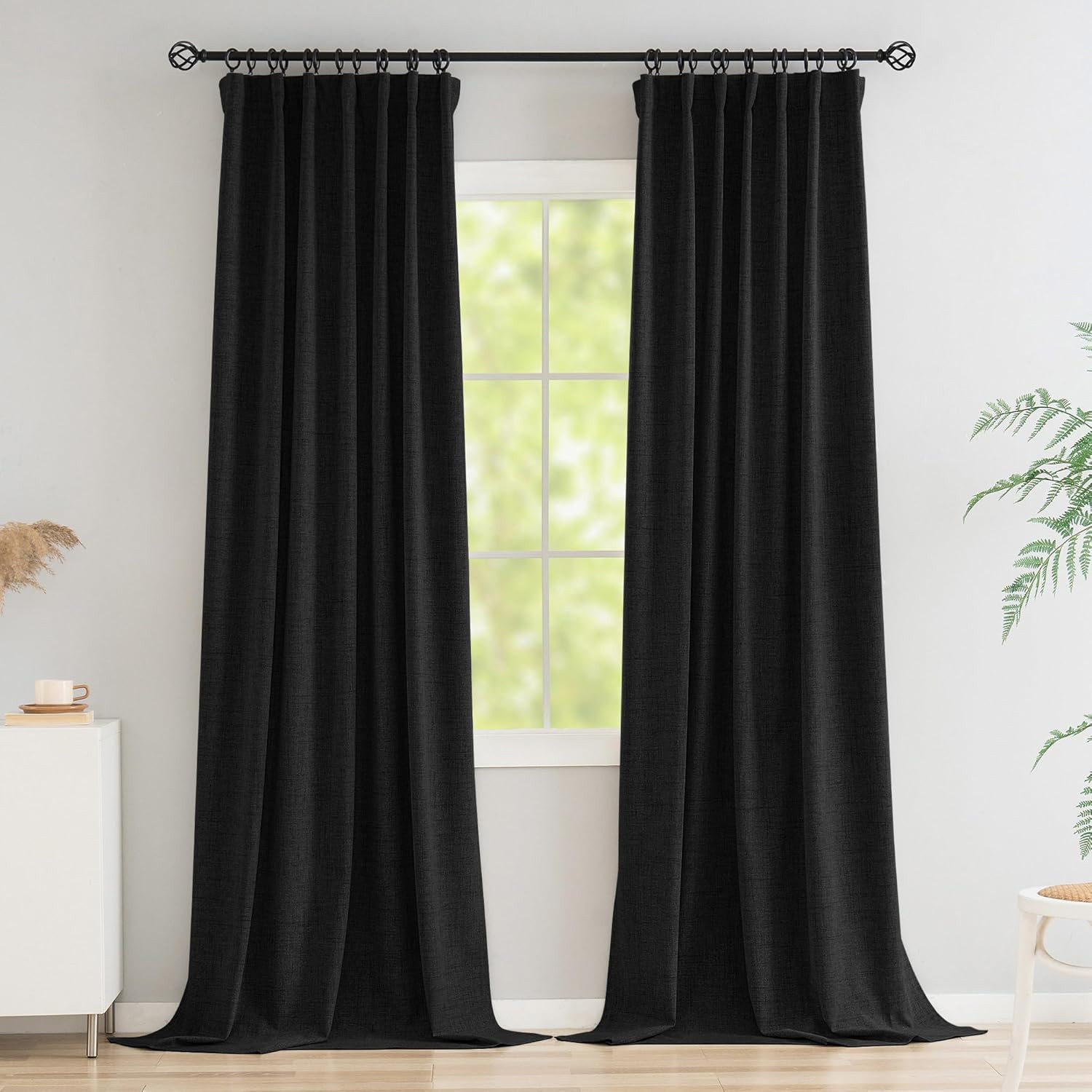 100% Blackout Curtains 108 Inches Long, Linen Thermal Insulated Curtains & Drapes for Bedroom/Liv... | Amazon (US)