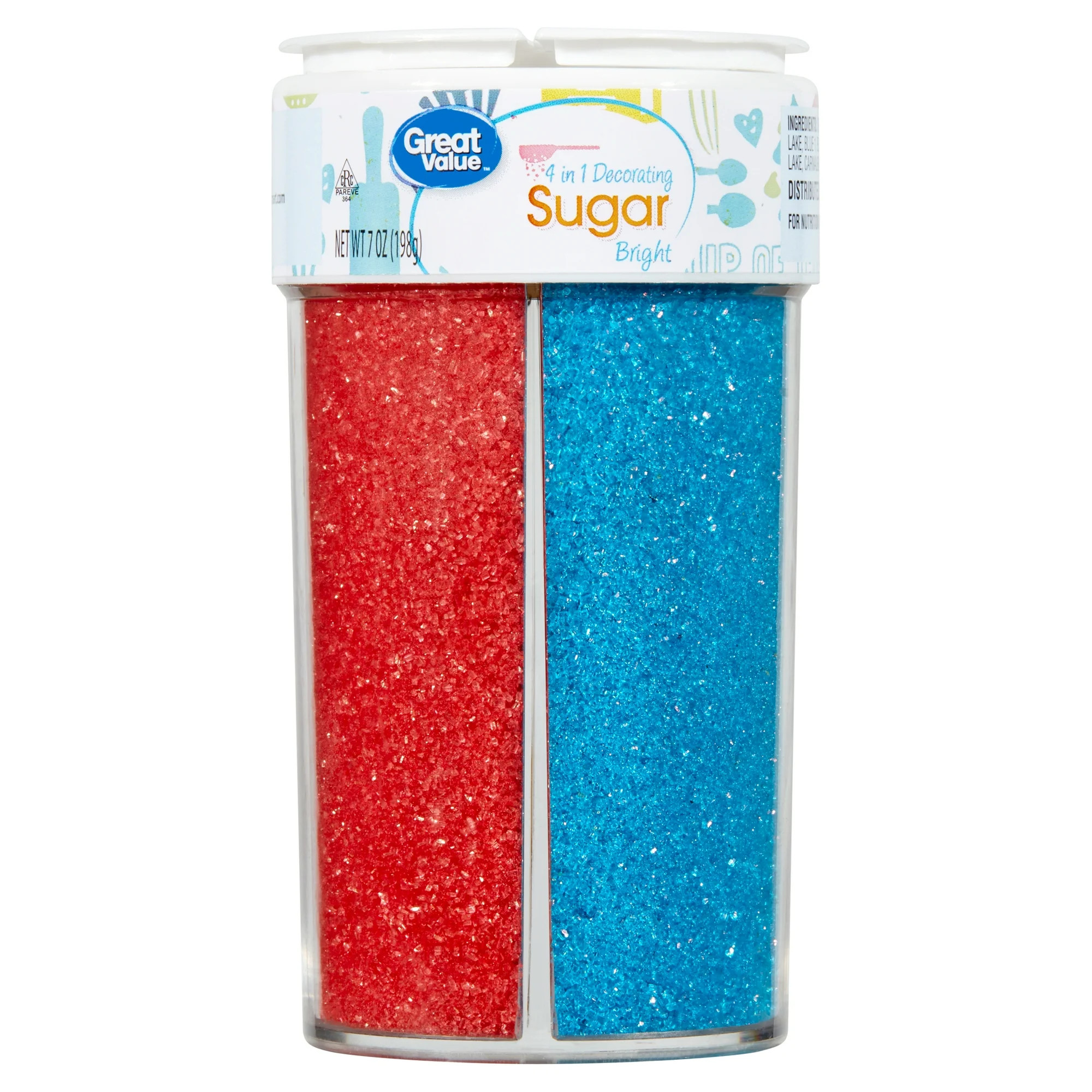 Great Value 4 in 1 Multicolor Sugar Bright Decorating Sprinkles, 7 oz Dessert Toppings | Walmart (US)