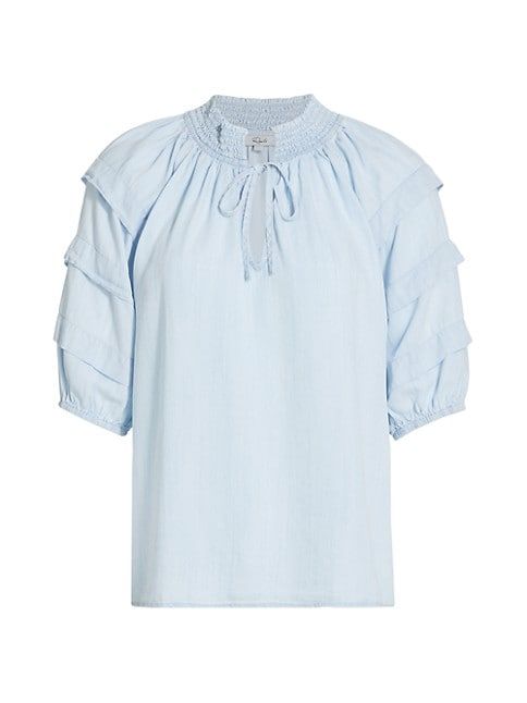 Paris Split-Neck Chambray Top | Saks Fifth Avenue