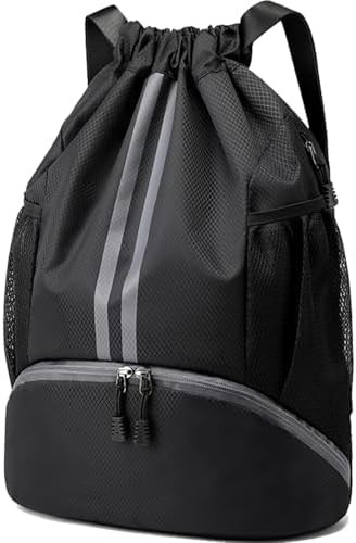 Hoedia Sports Drawstring Backpack - String Swim Gym Bag with Shoes Compartment and Wet Proof Pock... | Amazon (US)