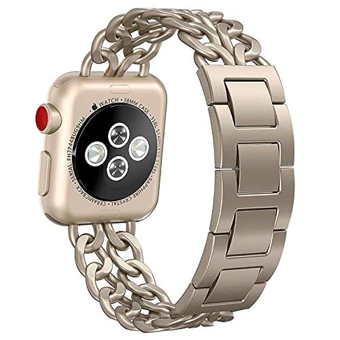 NO1seller Top Bands Compatible for Apple Watch 38mm 42mm, Metal Cowboy Style Bracelet Strap Replacem | Amazon (US)