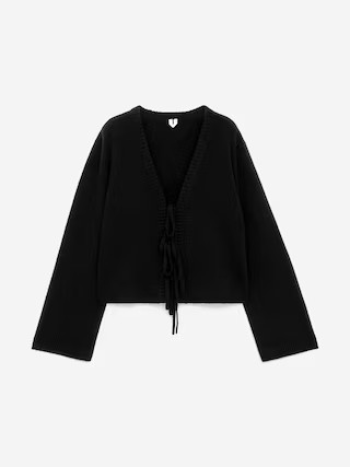 Wool Tie-Front Cardigan – Black – Women – ARKET GB | Arket UK