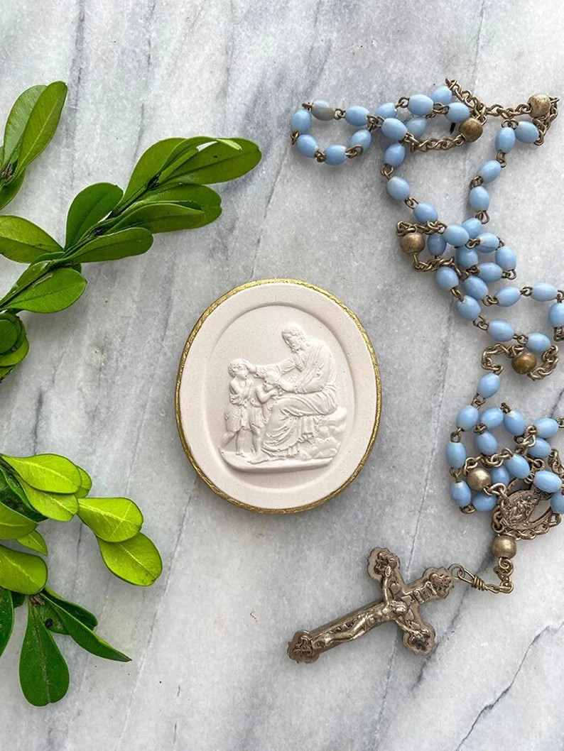 NEW Religious Intaglio, Jesus Blesses the Children, Plaster - Etsy | Etsy (US)