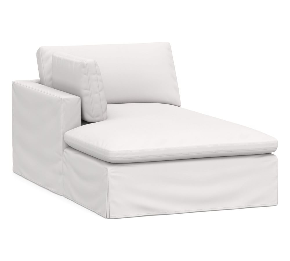 Bolinas Right-arm Chaise Slipcover, Twill White | Pottery Barn (US)