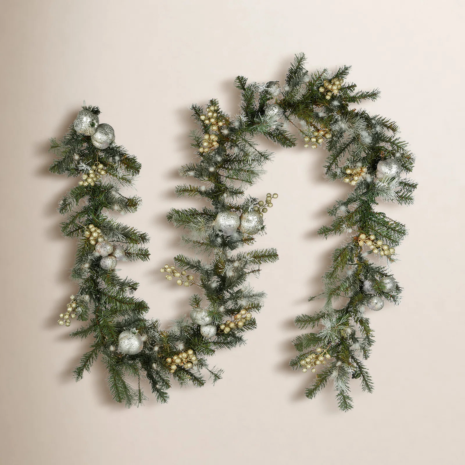 The Holiday Aisle® 9ft. Glittery Pomegranate Pine Garland with Clear Lights | Birch Lane