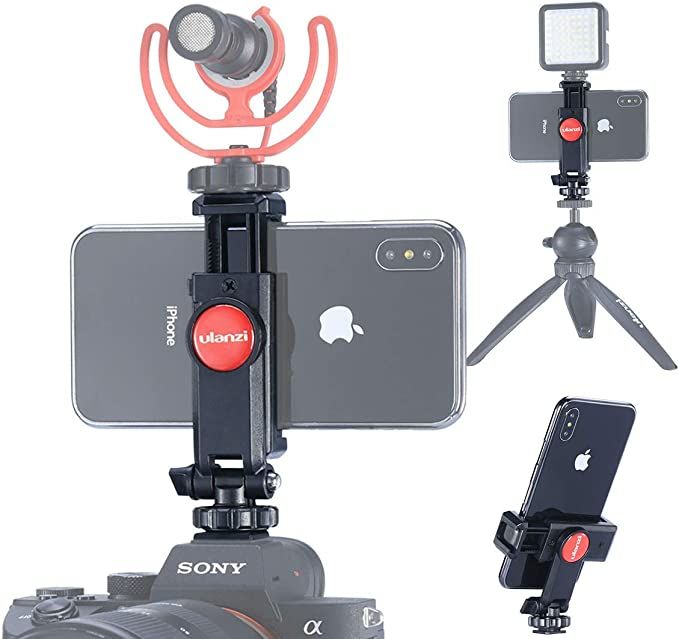 ST-06 Camera Hot Shoe Phone Tripod Mount Adapter 360 Rotation Phone Holder with Cold Shoe for Mic... | Amazon (US)