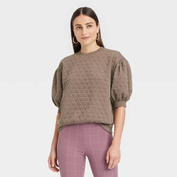 Women's 3/4 Sleeve Quilted Pullover Sweatshirt - A New Day™ | Target
