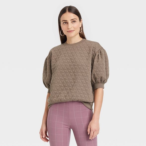 Women's 3/4 Sleeve Quilted Pullover Sweatshirt - A New Day™ | Target