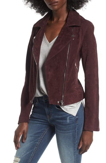 Women's Blanknyc Suede Moto Jacket, Size X-Small - Burgundy | Nordstrom