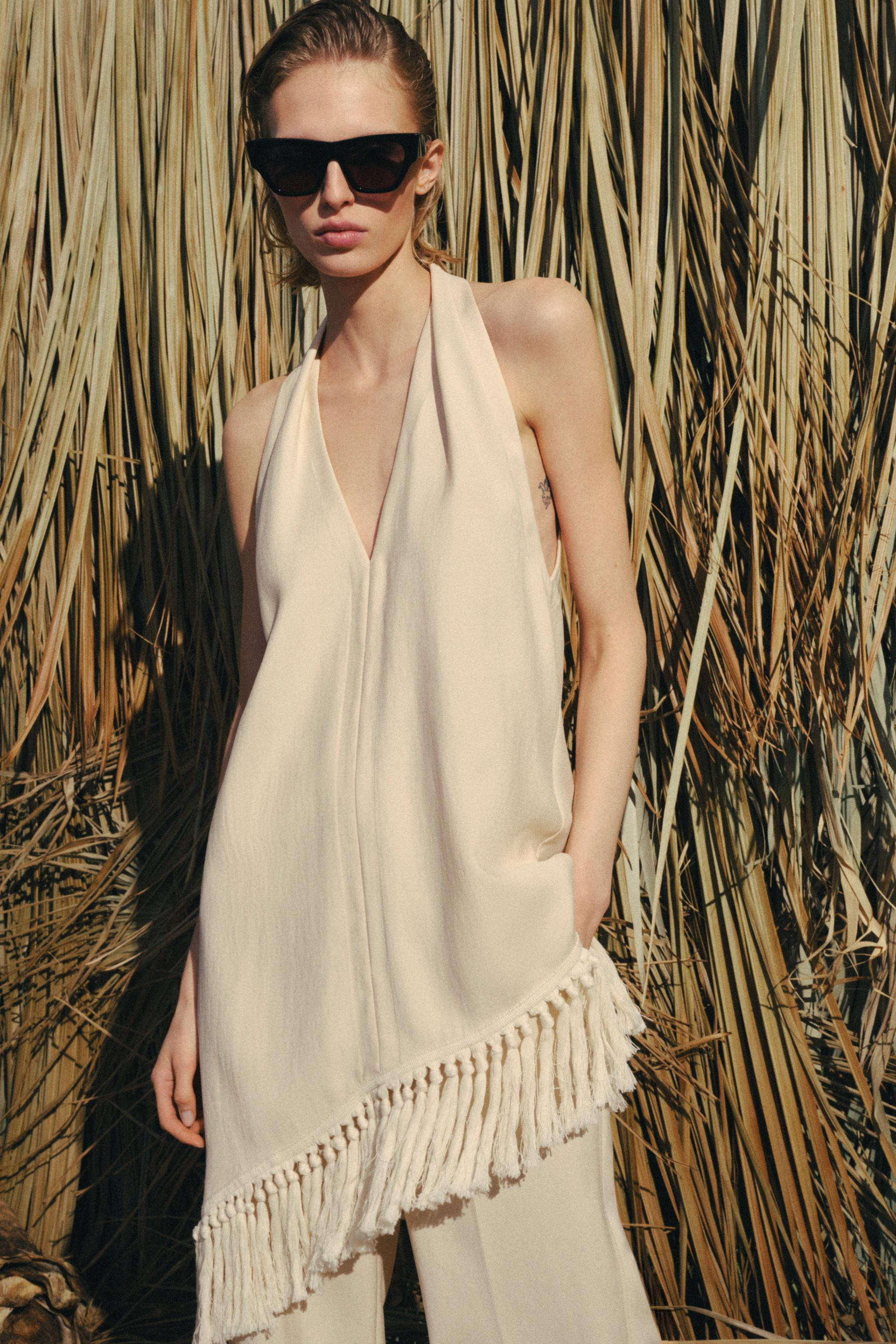 FRINGED HALTER TOP ZW COLLECTION | Zara US