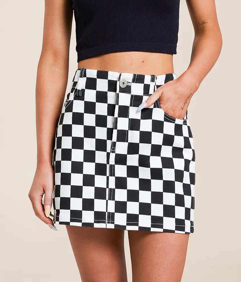 Checkered Stretch Mini Skirt | Buckle
