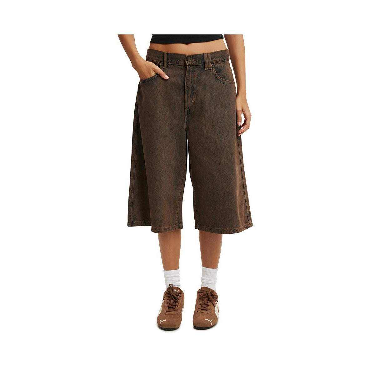 Cotton On Women's 91 Baggy Denim Jort - Shadow brown | Macy's
