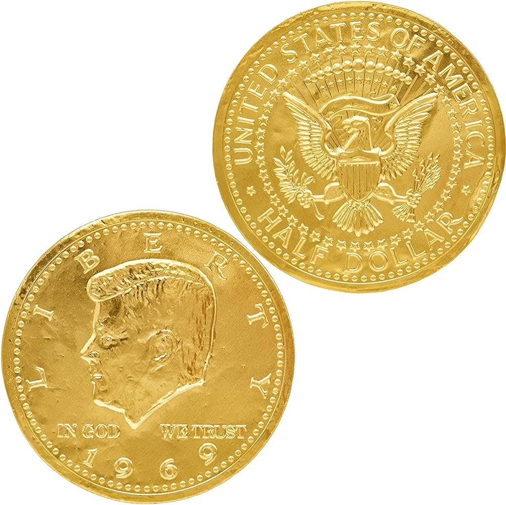 Chocolate Large Half Dollar Gold Coin Gold Belgian Milk Chocolate Coin Kosher (50 Large Half Doll... | Amazon (US)