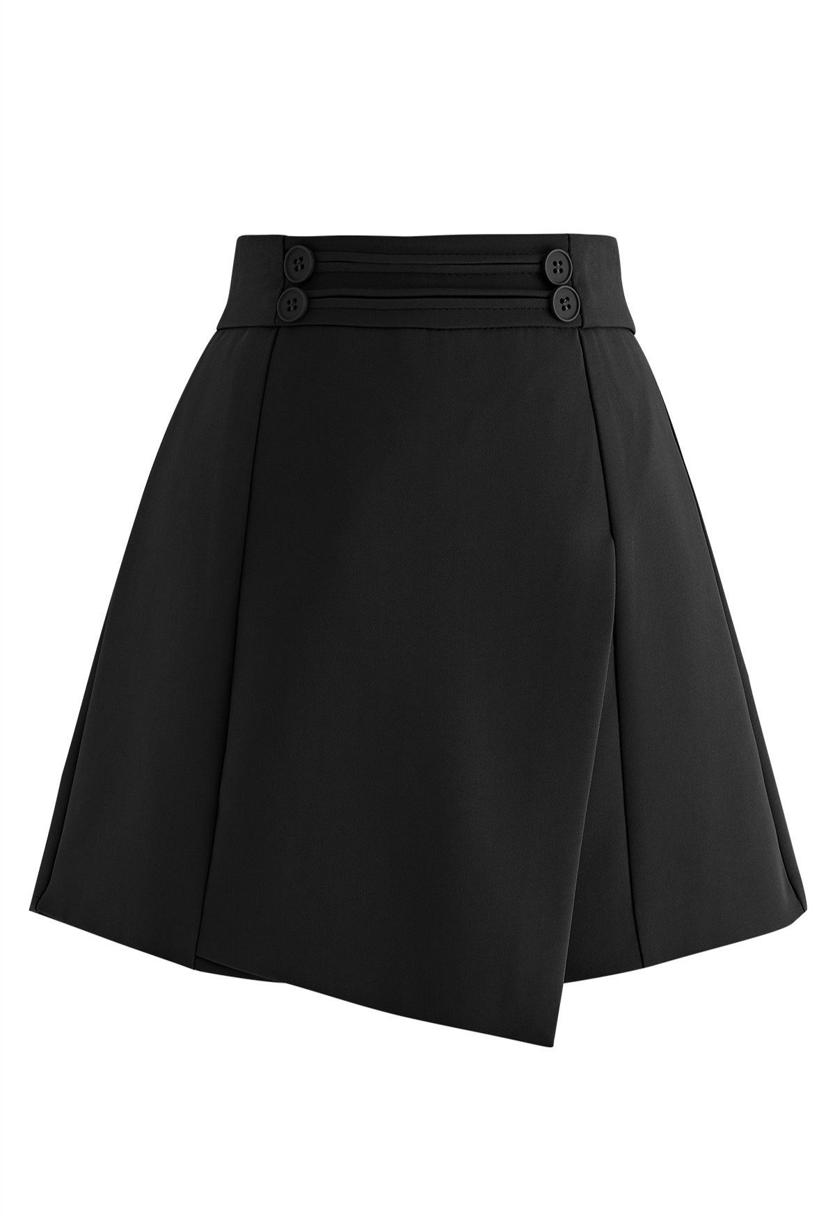 Buttons Decorated Flap Skorts in Black | Chicwish