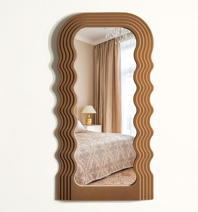 Wavy Wall Mirror for Cozy Home Decor, 14x28 Arched Wall Mounted Mirror with Velvet Touch for Girl... | Amazon (US)