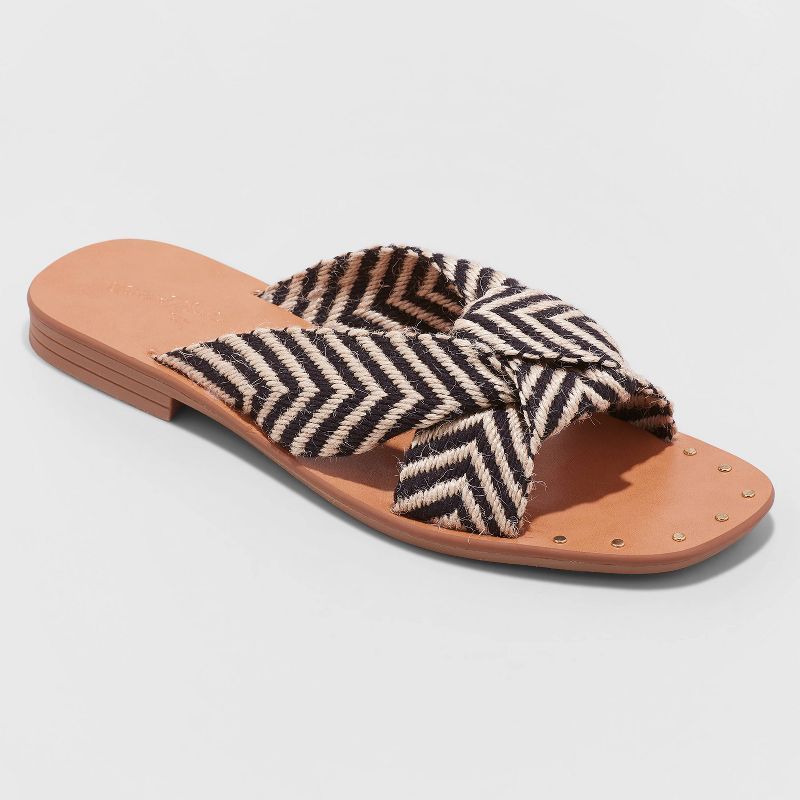 Women's Louise Chevron Print Knotted Slide Sandals - Universal Thread™ | Target