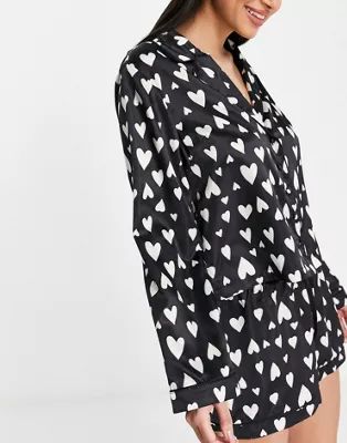 Miss Selfridge heart print short pajama set | ASOS (Global)