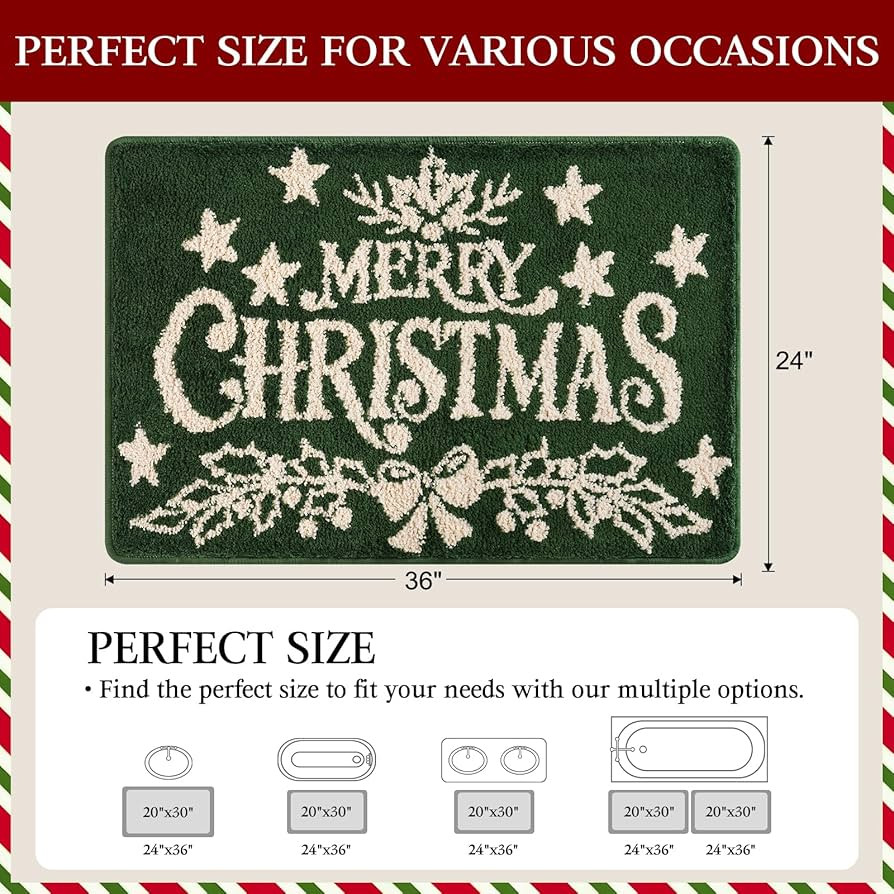 Christmas Bathroom Rug 36"x24", Extra Soft Absorbent Microfiber Thick Plush Fluffy Bathroom Rugs,... | Amazon (US)