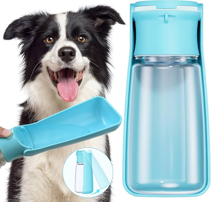 Portable Dog Water Bottle Dispenser [Leak Proof & Foldable] Dog Travel Water Bottle Bowl Accessor... | Amazon (US)