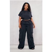 Plus Black Nylon Wide Leg Cargo Pants | PrettyLittleThing US