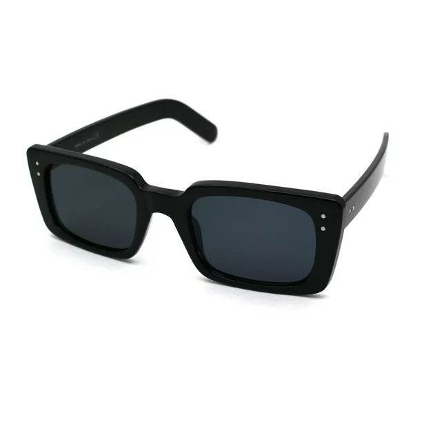 Womens Mod Boyfriend Rectangle Thick Plastic Retro Sunglasses All Black - Walmart.com | Walmart (US)