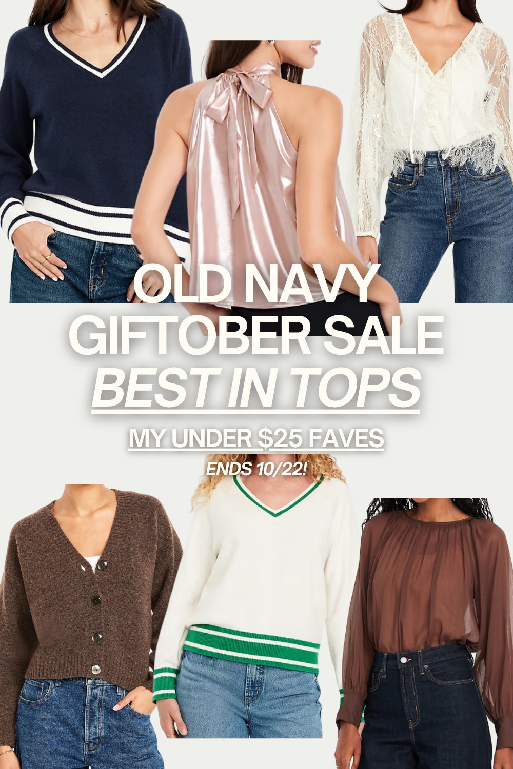 The best Old Navy Giftober Sale finds for fall are here — all under $25! From preppy sweaters to feminine blouses and metallic holiday tops, these chic picks look luxe without the price tag. Hurry, the Giftober Sale ends 10/22! ✨ #OldNavyFinds #FallTops #AffordableFashion #OldNavySale #GiftoberStyle 

 #LTKSeasonal #LTKSaleAlert #LTKFindsUnder50