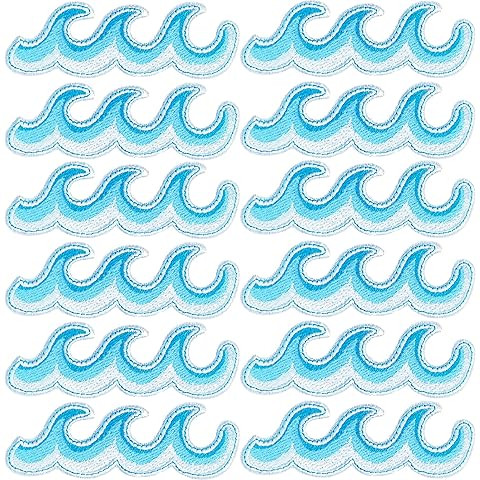 Ocean Wave Embroidered Premium Patch Iron-On or Sew-On Embroidery Applique - Sun & Sand - Costume... | Amazon (US)