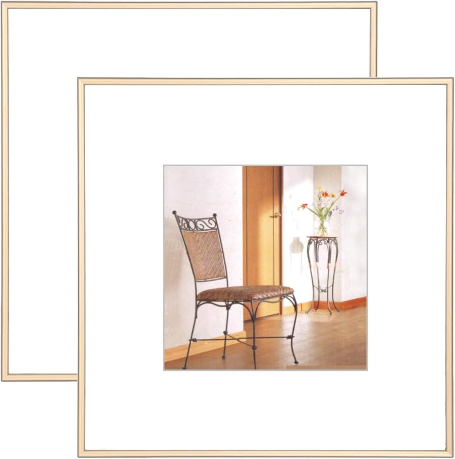 10x10 Picture Frame Set of 2, Brass Matte Thin Modern Metal, Square Frame for Desktop and Wall Mo... | Amazon (US)