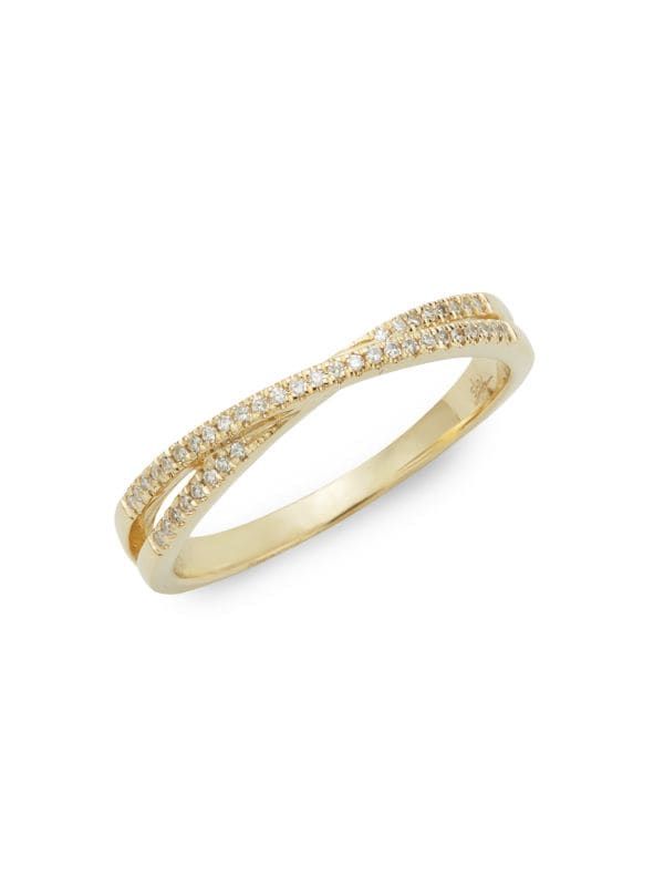 14K Gold Diamond Crisscross Ring/Size 7 | Saks Fifth Avenue OFF 5TH